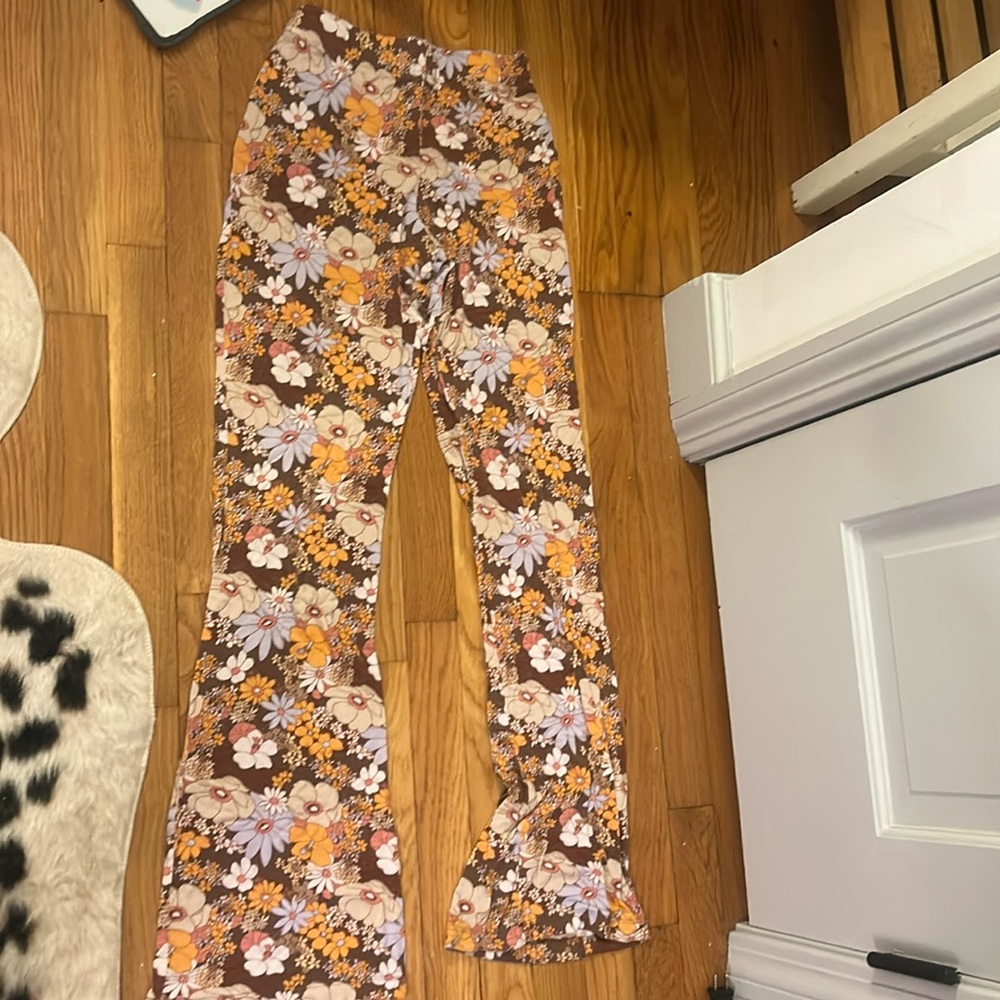 70s hippie high waisted rsq leggings flare bell bottom flowers